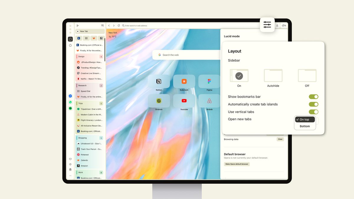 Opera One dikey sekme düzenini yeniledi