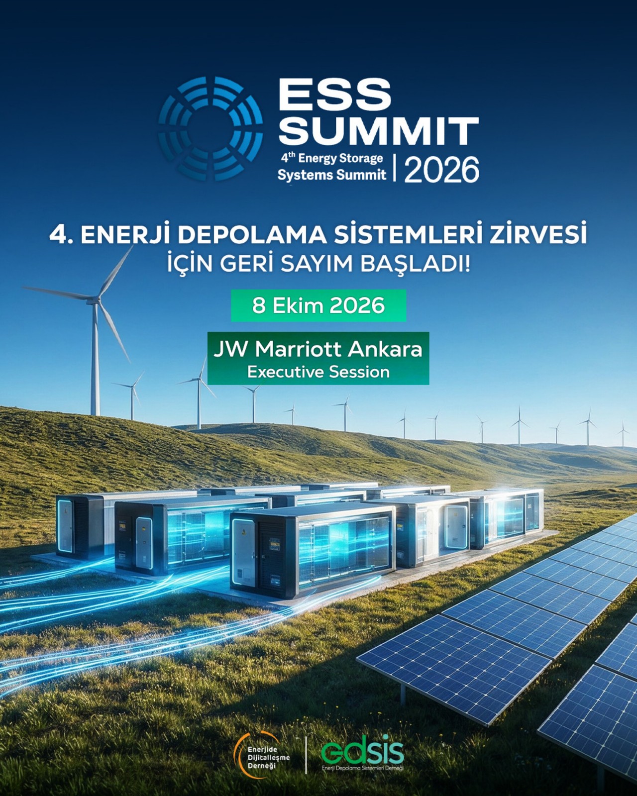 Enerji depolama zirvesi ESS Summit 2026, 8 Ekim’de Ankara’da toplanacak