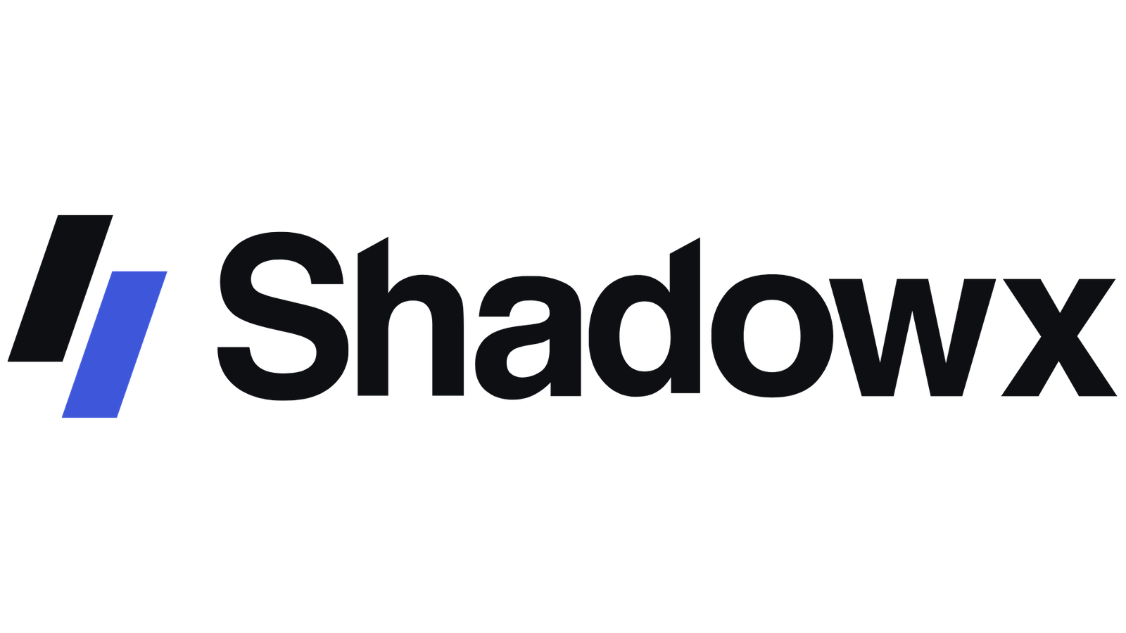Shadowx kurumsal logosu: eğik çift şerit amblem ve siyah Shadowx yazısı.