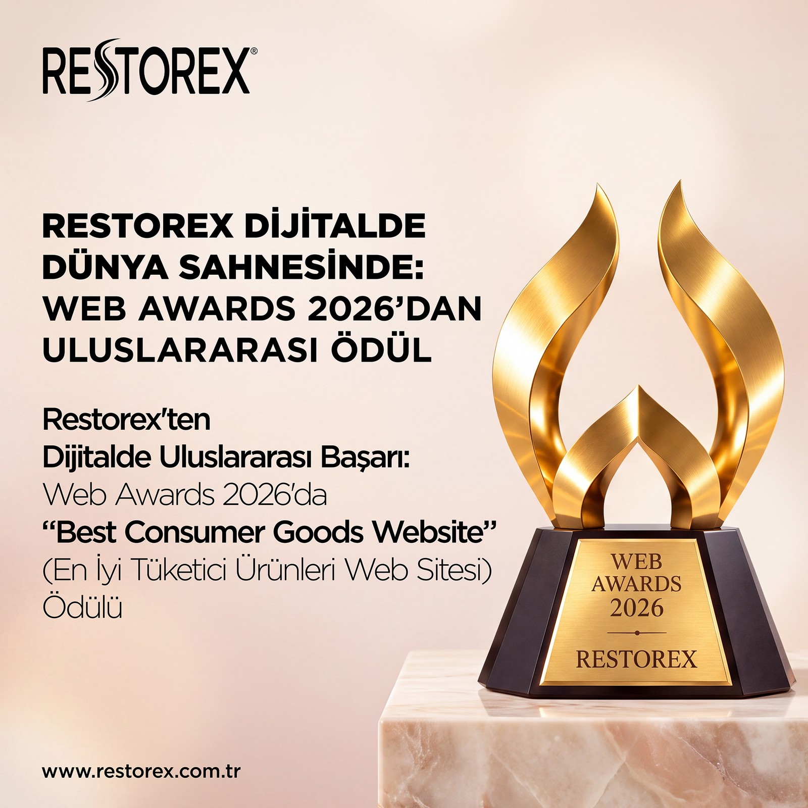Restorex web sitesine WebAwards 2026’da tüketici ürünleri ödülü