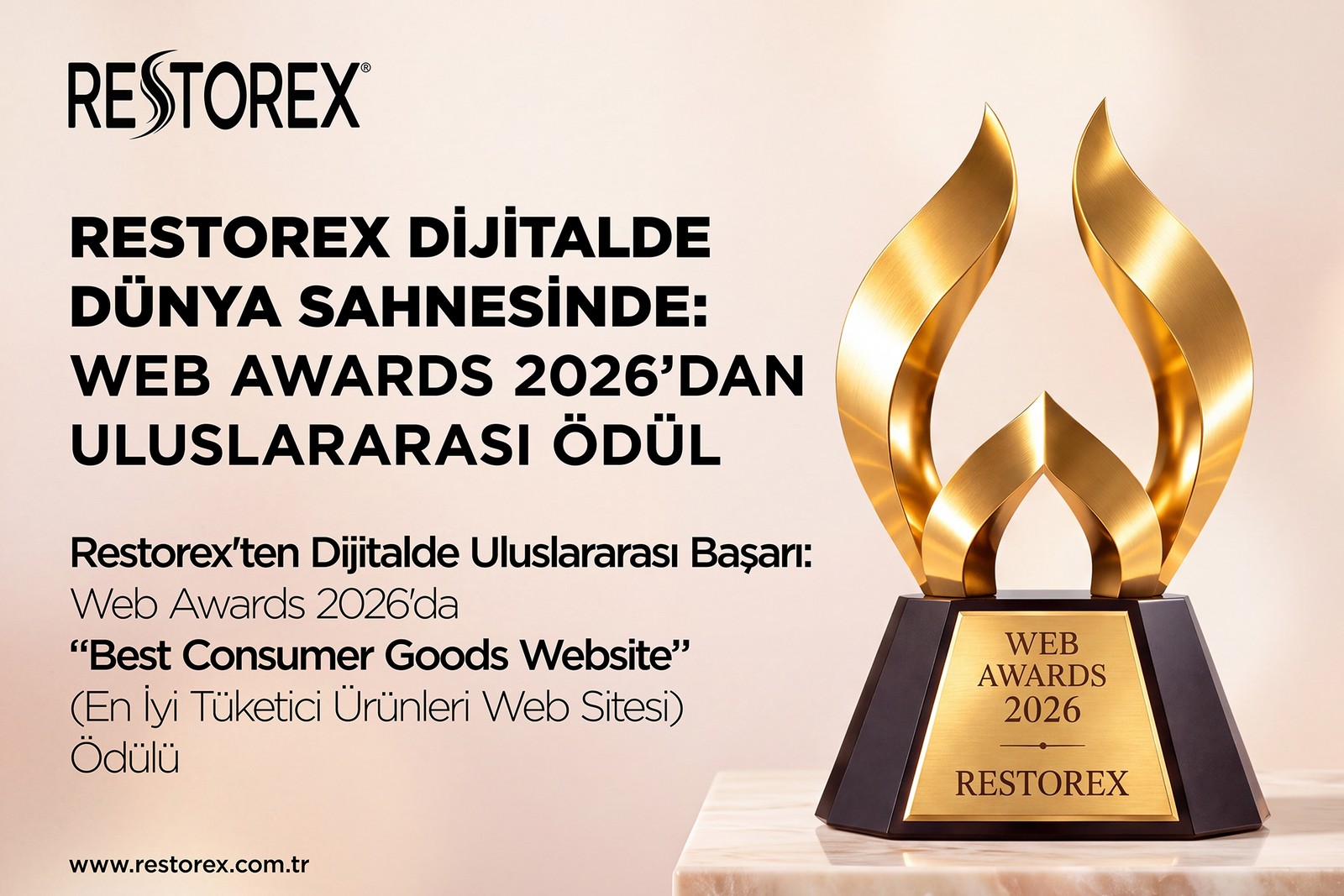 Restorex web sitesine WebAwards 2026’da tüketici ürünleri ödülü