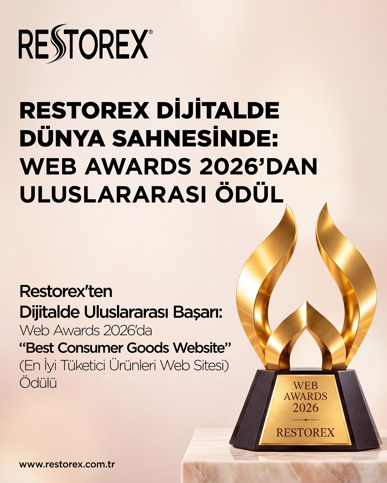 Restorex web sitesine WebAwards 2026’da tüketici ürünleri ödülü