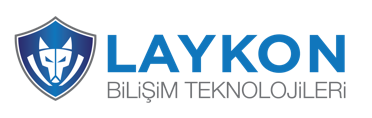 Kalkan amblemli mavi Laykon Bilişim Teknolojileri logosu
