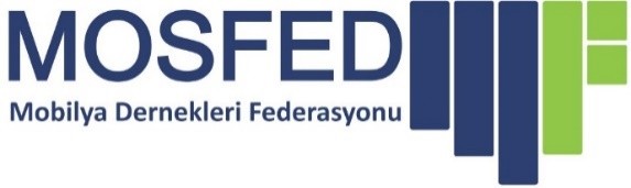 MOSFED Mobilya Dernekleri Federasyonu logosu, lacivert yazı ve lacivert-yeşil dikey çubuklar